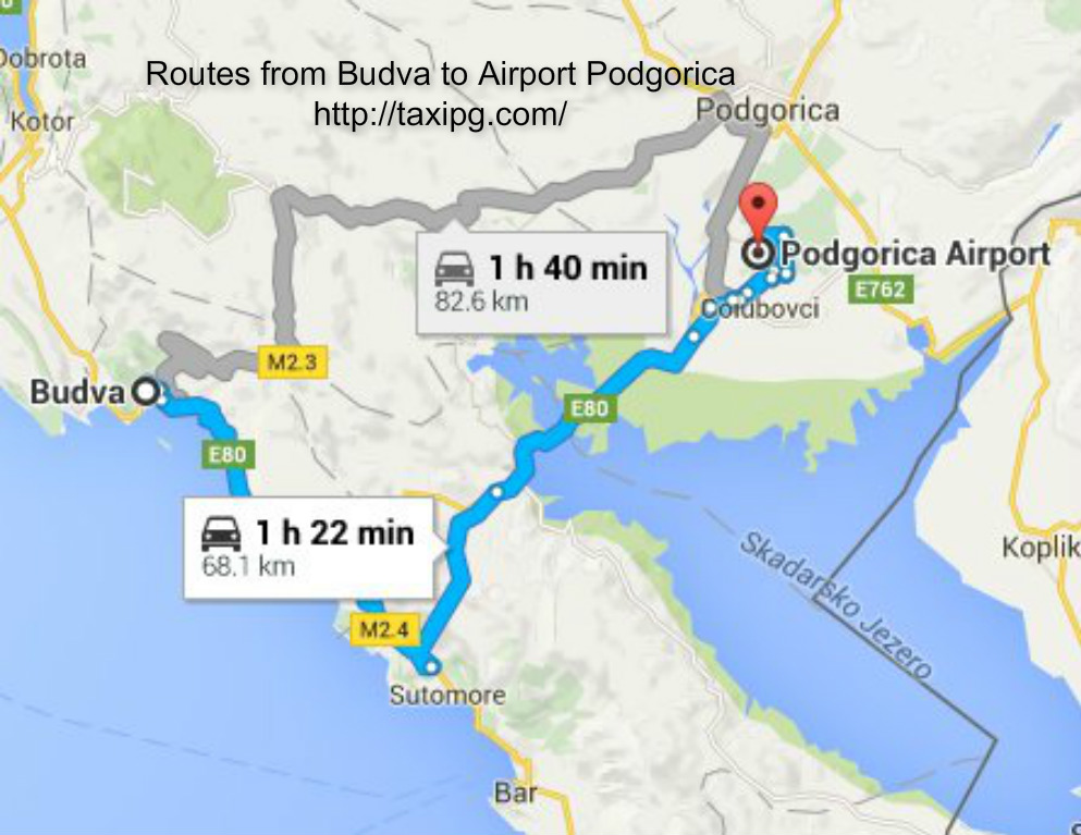 Taxi Budva to Podgorica Airport