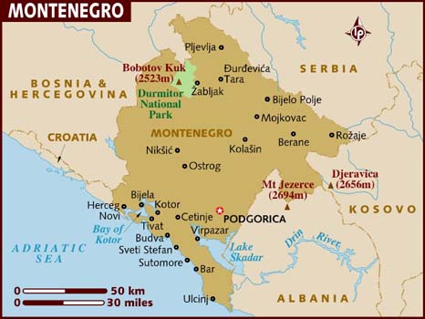 map of montenegro